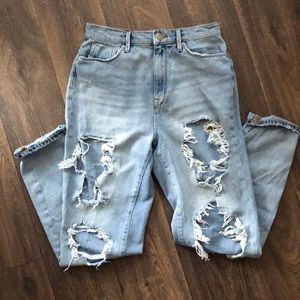 Distressed mom jeans